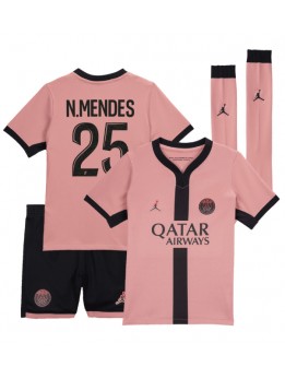 Paris Saint-Germain Nuno Mendes #25 Replika Tredje Kläder Barn 2024-25 Kortärmad (+ byxor)